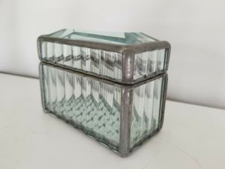 Antique vtg Small Beveled Glass Trinket Box 2