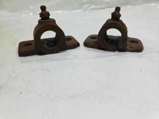Vintage Cast Iron Industrial Factory Cart Axle Mounting Brackets Hit Miss Engine