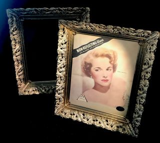 2 Vintage Ornate Gold Filigree Metal Picture Ornate Frames Shabby 8 X 10