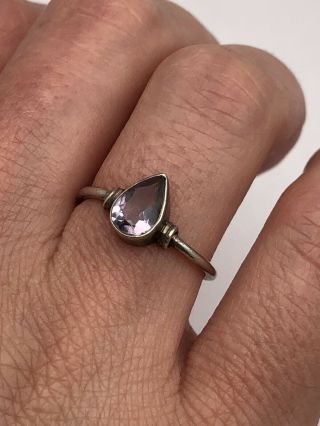 Vintage 925 Sterling Silver Heart Ring Amethyst Size 6.  5 (1.  6 Grams