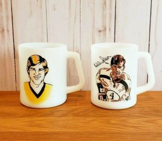Vintage Bobby Orr Nhl Hockey F Federal Milk Glass Mug Usa Rare Htf 2 Mugs 70 