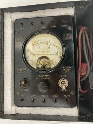 Vintage Weston Model 697 Volts/ohms Meter With Leads And Case Parts