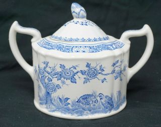 Antique Furnivals Blue Quail Oversized Sugar Bowl With Lid Rono 684771