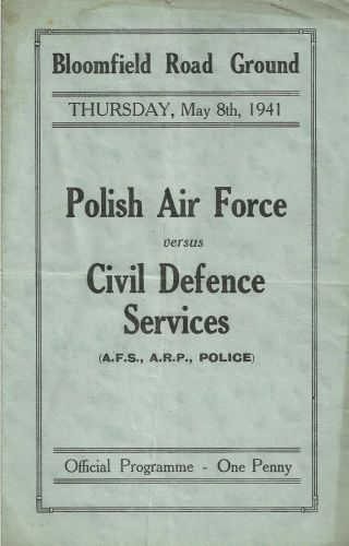 Rare Ww2 War - Time Football Programme Polish Air Force V Gb Civil Defence 1941