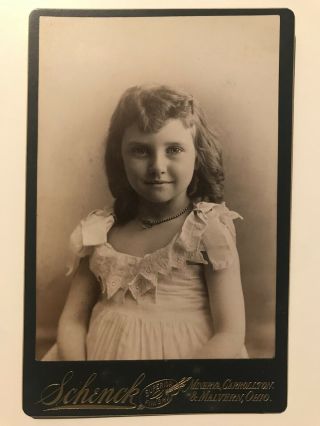 Rare Antique Minerva Carrollton Malvern Ohio Clear Smiling Girl Cabinet Photo