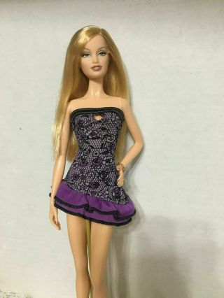 Barbie My Scene Nolee Rebel Style Doll Outfit Clothes Purple Ruffle Dress Rare 2