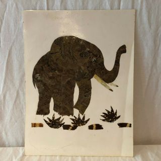 Rare Vintage African Folk Art Handmade Butterfly Wing Art Elephant Tusk