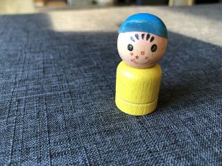 Rare Vintage Fisher Price Little People Wooden Little Boy