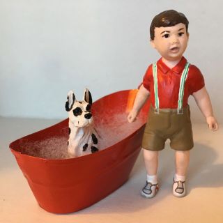 1:12 Scale Susan Scogin Resin Doll By Concord (m1048 Evan) Boy & His First Dog.
