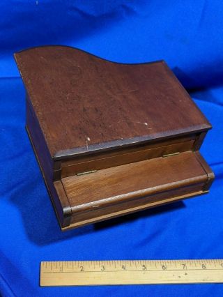 Mid Century Tilso Music Box Jewelry Piano Teak Wood Flip Top Vtg Antique