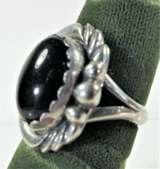 Vintage Sterling Silver Black Onyx Ring Size 6.  5