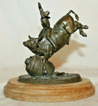 Don Polland Rodeo Cowboy Bull Rider Bronze Remington Figurine Rare