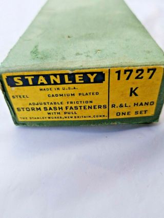 Stanley 1727 K Storm Sash Fasteners Pull Handle Box Vintage Hardware