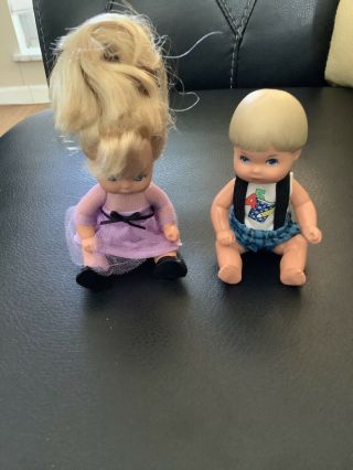 Vintage Heart Family Barbie Baby/toddler Doll Set Boy/ Girl 1976 Mattel