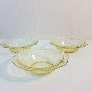 Rare 3 Federal Depression Glass 5 " Patrician Spoke Fruit / Berry Dessert Bowls