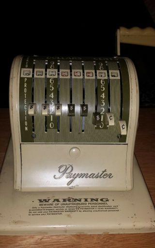 Vintage Paymaster Series S - 1000 Check Writer Lock Protection With One Key