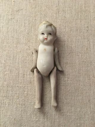 3.  5” Vintage Bisque Porcelain Boy Doll Articulated Arms & Legs Made In Japan