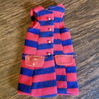 Vintage Francie Mod Vest From Striped Types 1243 Red Navy Blue 1970s