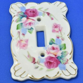Vintage Kelvin China Single Light Switch Plate Cover Roses Shabby Chic Farm