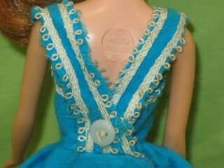 Barbie VINTAGE 1960 ' s Uneeda Miss Suzette CLONE 11 1/2 Doll JUMPER Flannel Dress 3