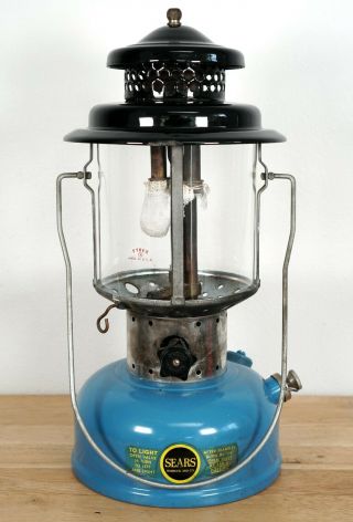 Rare Vintage Sears Roebuck 1966 Blue Pyrex Lantern Model 476.  74060 Made In Usa