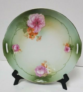 Antique Rs Prussia Germany Silesia Handpainted Porcelain Plate W/handles