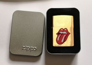 Rolling Stones - Red Tongue Brass Zippo 1997 Official - - Rare