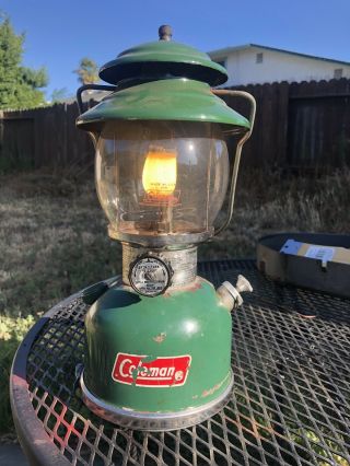 Vintage Coleman Lantern Model 200a700 - Rare Green,  With Storage Safe 9 / 81