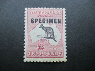 Kangaroo Stamps: £2 Pink 3rd Watermark Specimen Aged - Rare - (k186)