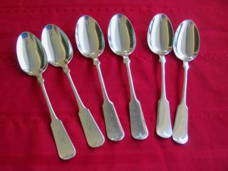 Silverplate Flatware 6 Reed & Barton Fiddle 8 1/2 Oval Soup Spoons Serving Spoon