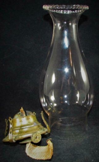 Antique No.  2 P&a Banner Brass Kerosene Oil Burner With Pearl Top Glass Chimney