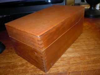 Vintage (1971) Wood Dovetailed Card File Type Box - See Photos