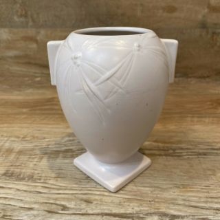 Vintage Roseville " Dawn " 827 - 6 Art Deco Style Vase In Rare Matte White