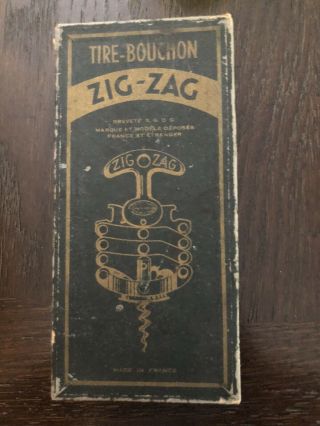 Rare Vintage French Zig Zag Corkscrew Wine Bottle Opener France Sdgd