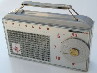 Rare 1955 Emerson Model 838 Silver Grey Am (mw) Valve Tube/transistor Radio,