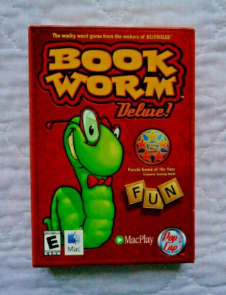 Pop Cap Book Worm Deluxe Mac Cd - Rom,  Ultra Rare,  With Box,  Looks Unplayed