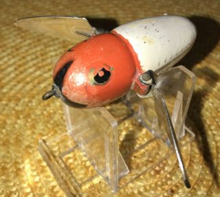 Vintage Heddon Crazy Crawler 2 1/4 Inch Wood Red Head Fishing Lure