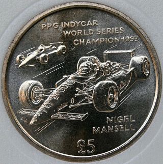1994 Isle Of Man 5 Pounds Km 399 Unc Rare Virenium Nigel Mansell Racecars Coin