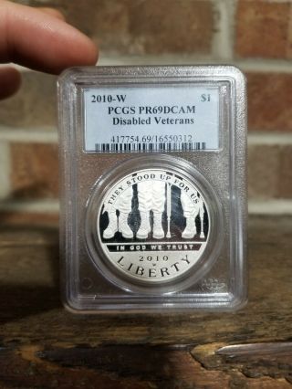 2010 - W Pcgs Pr69dcam Disabled Veterans Commemorative Silver