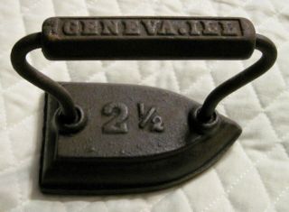 Antique " Geneva,  Ill " - 2 1/2 " Small Sad Iron - 4 1/4 " X 2 1/2 "