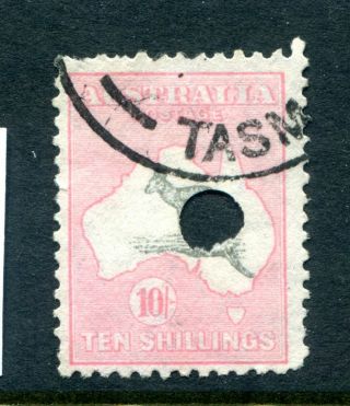 Rare 1932 C Of A Watermark 10 Shillings Pink Kangaroo With Telegraph Puncture