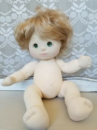 Vintage 1985 My Child Baby Doll Girl Blonde Hair Green Eyes Soft Body Mattel
