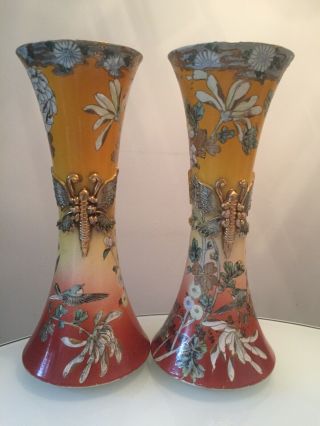 Large Rare Antique Japanese Meiji Period Satsuma Vases