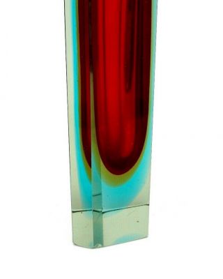 Rare Ufo Striking 20th Century Murano Sommerso Art Glass Space Age Block Vase