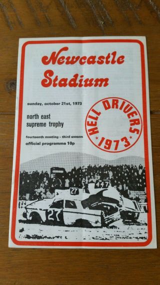 Rare Newcastle Stadium 1973 Stock Car Hell Drivers Programme 3rd Season/14th Mtg
