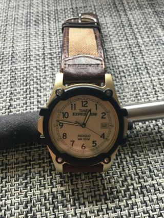 Rare Vintage Timex Expedition Watch Indiglo Date Window In