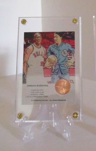 Michael Jordan/ Irving Coloured Rare Coin Card 1984 Classy Protector/stand