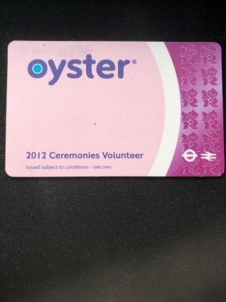 Rare Official London 2012 Olympic Games Purple Ceremonies Volunteer Oyster Card