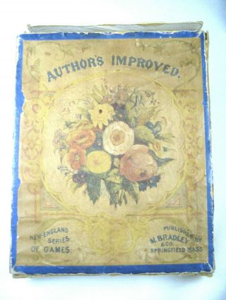 Antique Authors Improved Milton Bradley Card Game - Springfield Mass -