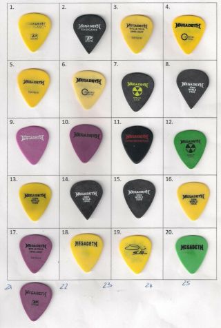 (2 Of 21) Very Rare And Collectable Megadeth Guitar Pick / Plectrum
